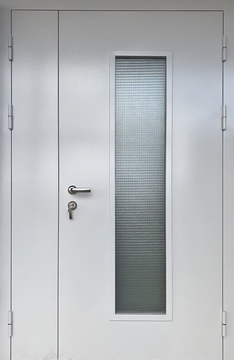 Полуторастворчатая остекленная техническая дверь (увеличенное армированное стекло) Полуторастворчатая остекленная техническая дверь (увеличенное армированное стекло)