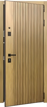 Металлическая дверь со шпонированными панелями МДФ (черная фурнитура) Металлическая дверь со шпонированными панелями МДФ (черная фурнитура)