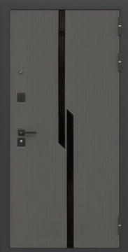 Металлическая квартирная дверь с отделкой МДФ и черными полосами Металлическая квартирная дверь с отделкой МДФ и черными полосами