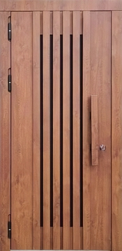 Входная дверь с бугельной ручкой и реечным оформлением (панели МДФ ПВХ) Входная дверь с бугельной ручкой и реечным оформлением (панели МДФ ПВХ)