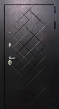 Металлическая дверь с отделкой из черных фрезерованных панелей МДФ ПВХ Металлическая дверь с отделкой из черных фрезерованных панелей МДФ ПВХ
